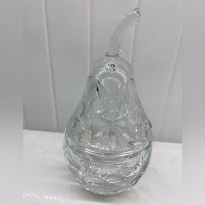 Vintage Pinwheel Crystal Pear Shape Cover Condiment Jar.
